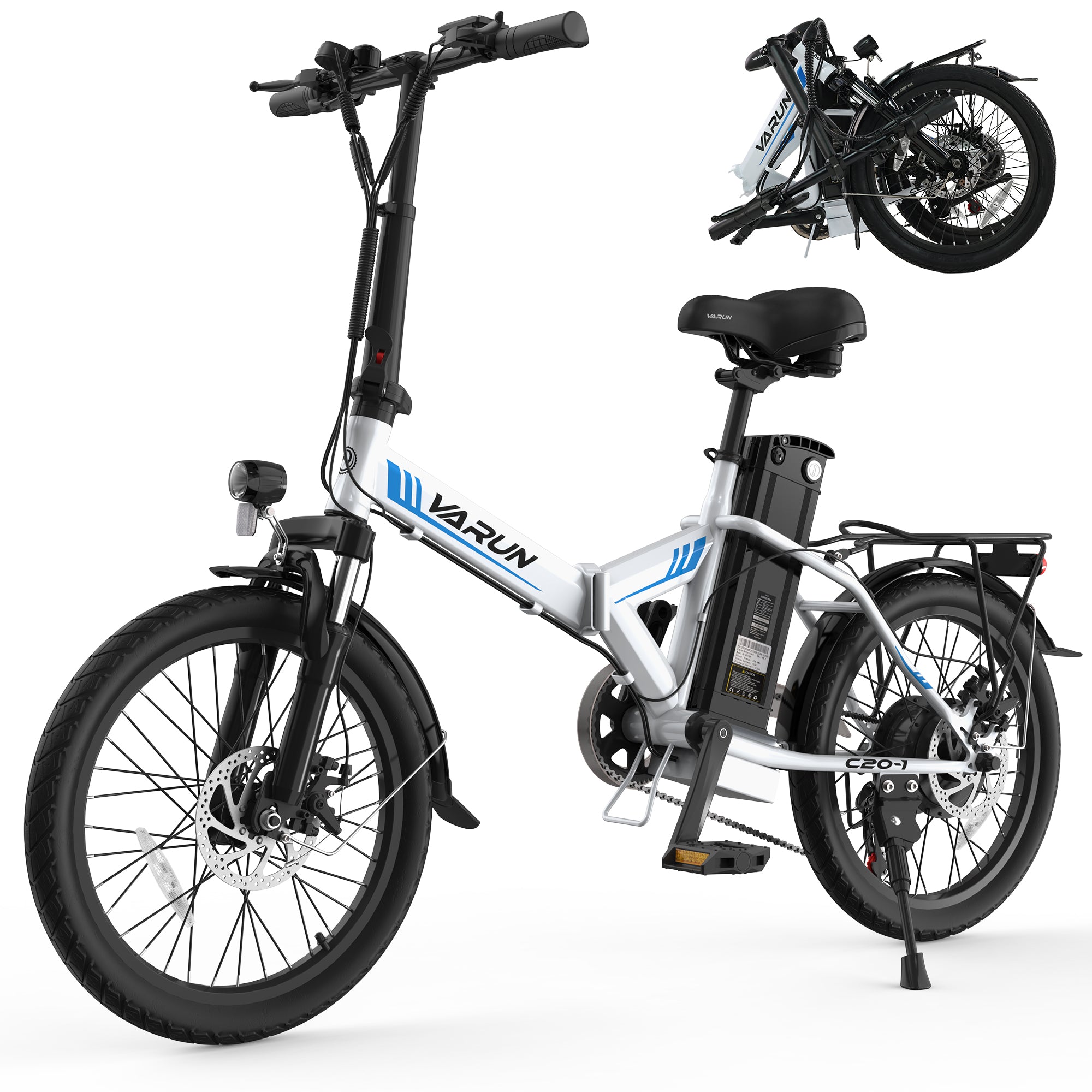 Varun C20-1 Folding Electric Bike – 750W Peak, 20” Fat Tire Ebike – Varun  Electric Bike-US