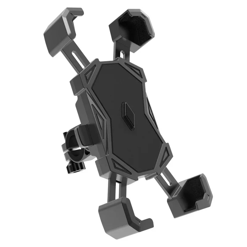 Black adjustable universal bike phone mount holder with padded clamps and secure grip