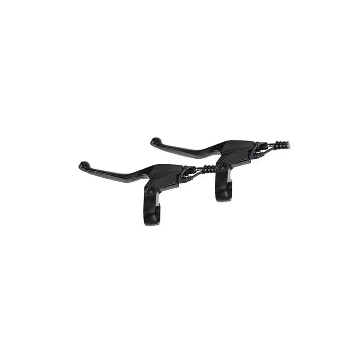 Pair of black bicycle brake levers isolated on white background